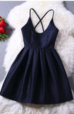 themeisles Lovey Blue Graduation Dresses, Short Navy Blue Women Dresses, Cross Back Party Dresses,Teen Formal Dresses