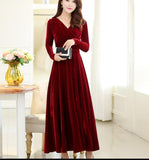 themeisles Lovely Velvet Long Sleeves Women Dresses, Women Long Dresses, Velvet Dresses