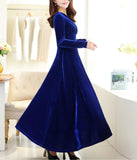 themeisles Lovely Velvet Long Sleeves Women Dresses, Women Long Dresses, Velvet Dresses