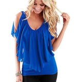 New Ruffles Women Tops Fashion Womens Summer Chiffon Blouse Plus Size 3XL Batwing Short Sleeve Casual Shirt