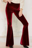 themeisles Women Pants Y2k Velvet Flares High Waist Flare Pant Spring Summer Festival Clothes Stretchy Trousers Hippie Boho Tight Bottoms