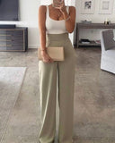 themeisles Summer Women Spaghetti Strap Patchwork Jumpsuit Elegant Sleeveless Tank Long Pants Office Lady Casual Overalls