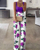 themeisles Summer Women Spaghetti Strap Patchwork Jumpsuit Elegant Sleeveless Tank Long Pants Office Lady Casual Overalls