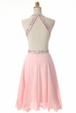 tmallworld Pink Beaded Short Chiffon New Style Formal Dress , Pink Homecoming Dresses, Short Party Dresses