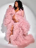 Maternity Robes Boutique Occasion Dresses Women Long Tulle Bathrobe Dress Photo Shoot Birthday Party Bridal Fluffy Evening Sleepwear Custom Made Gown