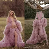 Maternity Robes Boutique Occasion Dresses Women Long Tulle Bathrobe Dress Photo Shoot Birthday Party Bridal Fluffy Evening Sleepwear Custom Made Gown