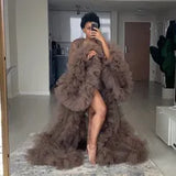 Maternity Robes Boutique Occasion Dresses Women Long Tulle Bathrobe Dress Photo Shoot Birthday Party Bridal Fluffy Evening Sleepwear Custom Made Gown