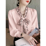 Autumn Fashion design women's bow collar long sleeve chiffon OL blouse shirt plus size SMLXLXXL3XL tops