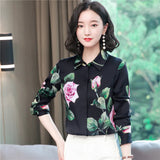 Women Fashion Print Pink Blouses Long Sleeve Vintage Ribbon Bow Shirt Ladies Classic Lapel Button Shirts Spring Autumn Woman Clothes Designer Blouse Cute Tops