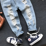 1-6yrs,Brand Pants Kids Trousers Fashion Girls Jeans Children Boys Ripped Jeans Kids Fashion Denim Pants Baby Casual Infant Boys