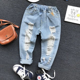 1-6yrs,Brand Pants Kids Trousers Fashion Girls Jeans Children Boys Ripped Jeans Kids Fashion Denim Pants Baby Casual Infant Boys