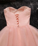 tmallworld Pink Sweetheart Beaded Tulle Short Party Dress, Cute Formal Dresses , Woman Formal Dresses