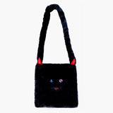 themeisles Y2K Weirdcore Aesthetic Bag Black Fluffy Little Demon