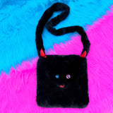 themeisles Y2K Weirdcore Aesthetic Bag Black Fluffy Little Demon