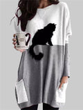 themeisles Women's Long Sleeve Dress 3D Print Cute Cat Women's Black Gray S M L XL 2XL 3XL 4XL 5XL