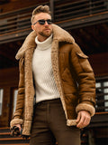 themeisles Solid Color New Fur One Men's Jacket Thickened Faux Fur Jacket Autumn and Winter New Warm Men's Clothing