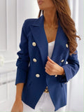 themeisles Long Sleeve Double Breasted Flap Detail Blazer