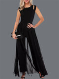 themeisles Women's Jumpsuit Solid Color V Neck Elegant Party Prom Straight Regular Fit Short Sleeve Black S M L Spring