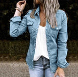 themeisles Medium Length Denim Jacket for Women