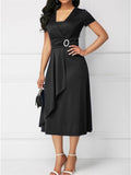 themeisles Fashion Temperament Asymmetric Hem V-neck Dress Party Evening Dress