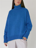 themeisles Comfortable Loose Solid Color Classic Versatile Turtleneck Sweater