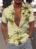 themeisles Men's Shirt Summer Hawaiian Shirt Graphic Shirt Aloha Shirt Coconut Tree Turndown Light Yellow Green Blue Purple Yellow Print Outdoor Street Short Sleeve Button-Down Print Clothing Apparel Fashion