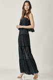 themeisles Pin Stripe Print Tube Maxi Dress