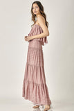 themeisles Pin Stripe Print Tube Maxi Dress