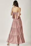 themeisles Pin Stripe Print Tube Maxi Dress