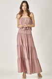 themeisles Pin Stripe Print Tube Maxi Dress