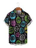 themeisles Men's Summer Short-sleeved Shirt Easter Eggs Casual Holiday Men's Short-sleeved Shirt