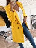 themeisles Casual Suit Collar Women's Solid Color Coat