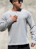 themeisles Men's Pullover Long Sleeve Half Zip Waffle Top Sports Casual American Design T-Shirt Trendy Solid Color Long Sleeve