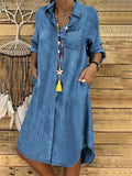 themeisles Women's Denim Dress Solid Color Large Casual Skirt Black Dresses