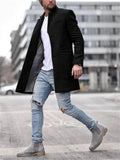 themeisles Autumn and Winter Fashion Trend Trench Coat Men's Jacket Lapel Phoenix Tweed Medium-length Coat