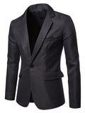 themeisles Men's Blazer Sport Jacket Sport Coat Breathable Work Business Daily Single Breasted One-button Turndown Business Elegant Smart Casual Jacket Outerwear Solid Color Pocket Dark Grey Black Blue