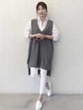 themeisles Office Long Sleeves Solid Color Lapel Blouses Shirt Dress