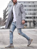 themeisles Autumn and Winter Fashion Trend Trench Coat Men's Jacket Lapel Phoenix Tweed Medium-length Coat