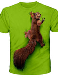 themeisles Men's T shirt Tee Tee Funny T Shirts Graphic Animal Squirrel Round Neck Sea Blue Green Blue Yellow Red 3D Print Daily Holiday Short Sleeve Print Clothing Apparel Basic Streetwear Exaggerated Designer