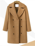 themeisles Autumn and Winter Large Size Women's Tweed Coat Female Double-breasted in Long Section Trench Coat Tweed Jacket