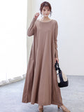 themeisles Simple 6 Colors Plus Size Loose Long Sleeve Casual Dress