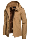 themeisles Men's Casual Solid Color Hooded Cardigan Jacket