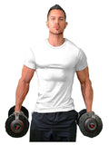 themeisles Men Muscle Tee T Shirt Stretch Short Sleeve Crew Neck Bodybuilding Workout Basic Daily Tops Navy White Wine Red