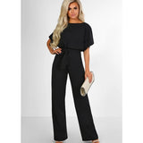 themeisles Button Lace-up Short-sleeved Jumpsuit