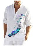 themeisles Men's Shirt Graphic Shirt Animal Floral Bird Turndown White Pink Blue Green 3D Print Outdoor Street Long Sleeve Button-Down Print Clothing Apparel Fashion Designer Casual Breathable