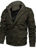 themeisles Fall and Winter New Men's Jackets Hooded Padded Section of The Long Section of The Workwear Jacket Men's Coat