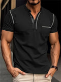 themeisles Men's Henley Shirt Tee Top Plain Henley Street Vacation Short Sleeves Pocket Clothing Apparel Fashion Designer Basic