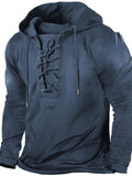 themeisles Men's Outdoor Vintage Drawstring Hooded Long Sleeve T-Shirt