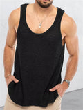 themeisles Summer Men's Solid Color Loose Sleeveless Knit Sweater Woolen Breathable Sports Vest Top