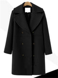 themeisles Autumn and Winter Large Size Women's Tweed Coat Female Double-breasted in Long Section Trench Coat Tweed Jacket